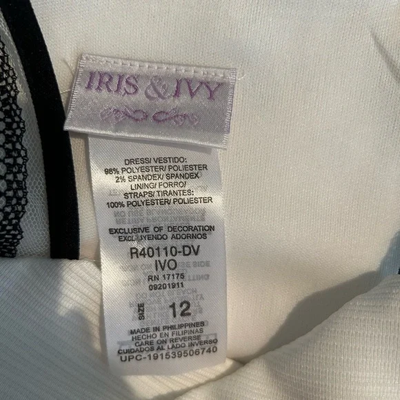 Iris & Ivy Girl's White W/Black Lace Dress Size 12 - Picture 5 of 7